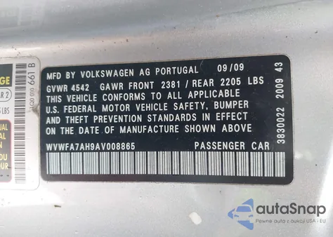 2010 Volkswagen Eos Lux из США, поврежденный, VIN WVWFA7AH9AV008865